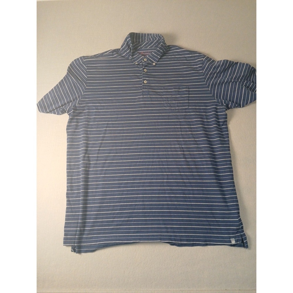 peter millar crown crafted Polo  Blue Striped men's Size XXL Pima Cotton!!